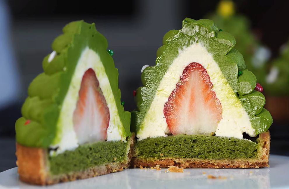 Matcha Christmas Tree Tart