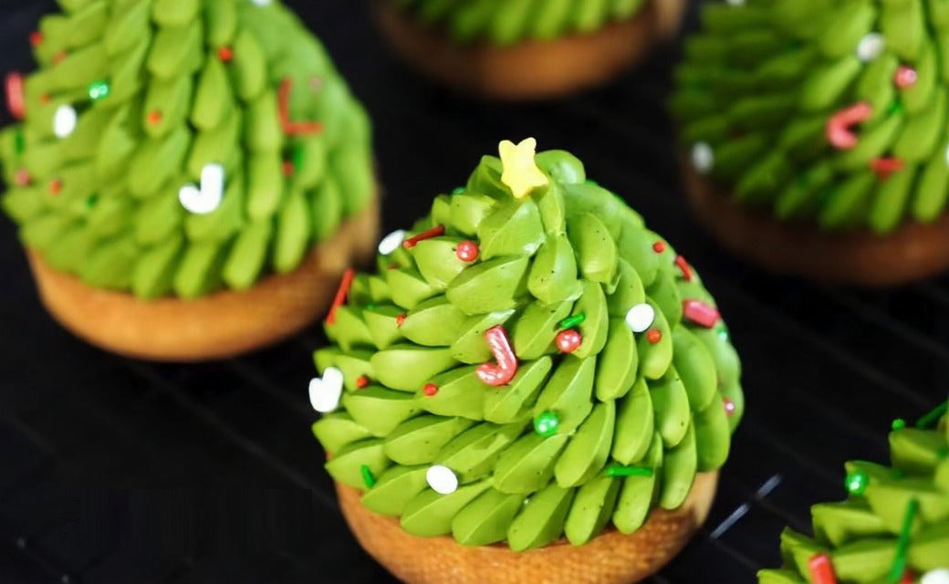 Matcha Christmas Tree Tart
