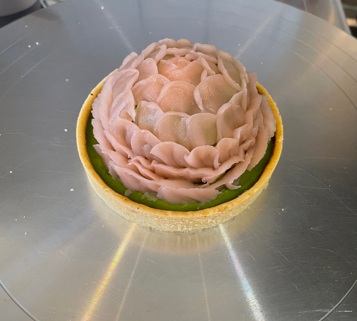 Matcha peach tart