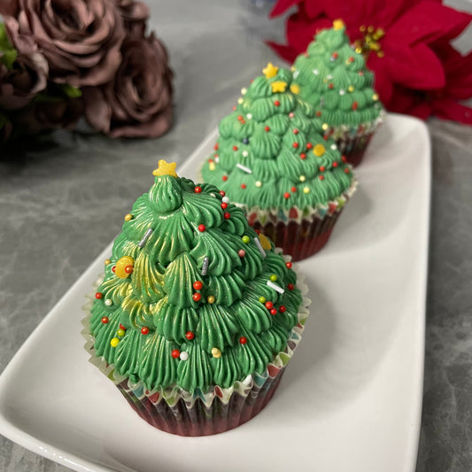 4 X’mas tree cupcakes