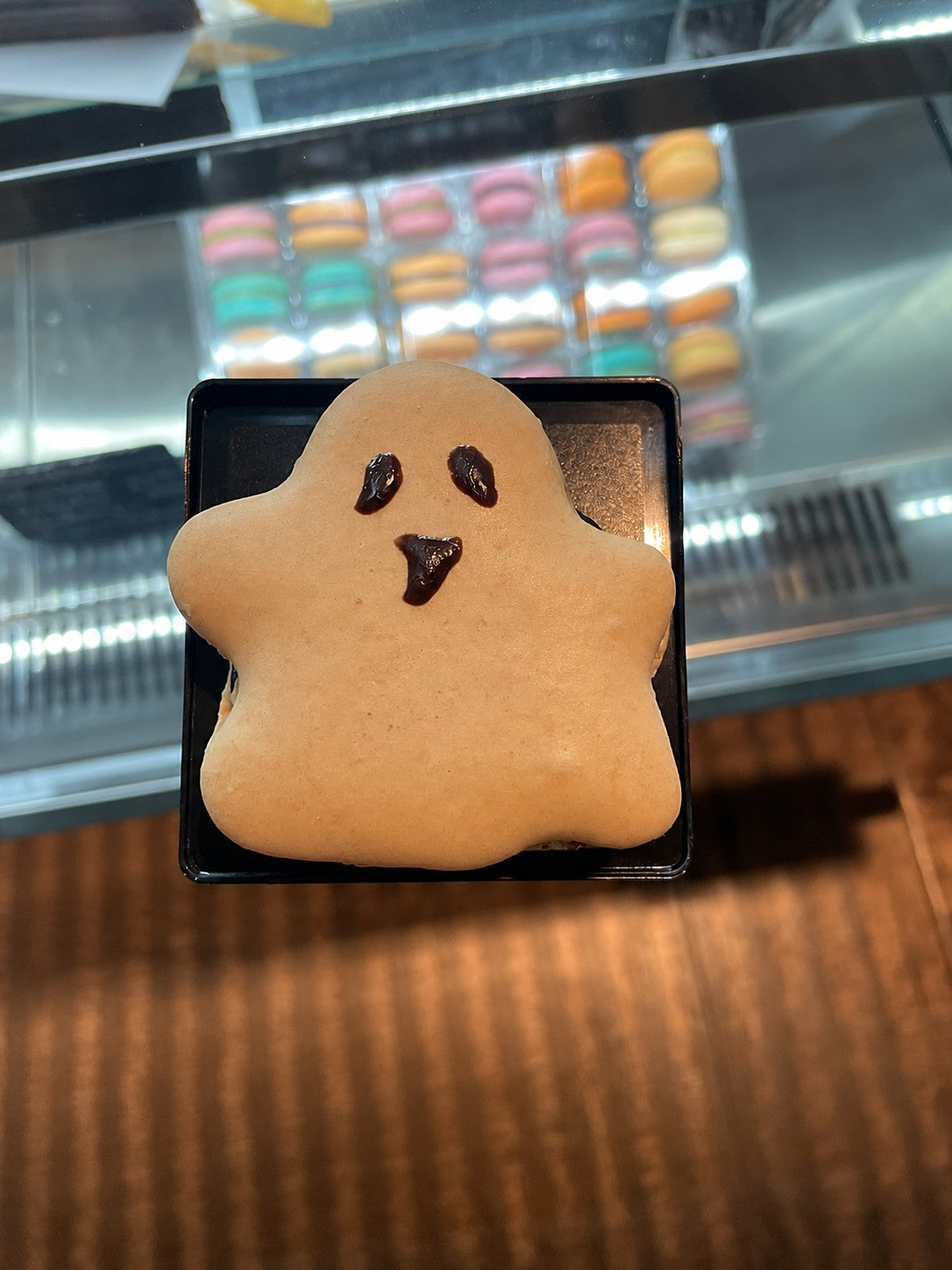 Ghost-shaped Halloween macaron by Mielle Patisserie